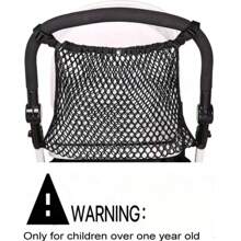 1個嬰兒手推車收納袋,嬰兒手推車雨傘車配件網格收納籃 - 黑色 - 查看 8