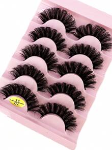 5 對貓眼睫毛,3d 人造水貂天然假睫毛,dd 捲曲蓬鬆柔軟睫毛,8d 捲長自然假睫毛用於延長化妝 - 濃密款 - 查看 2