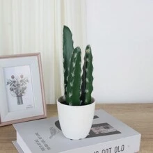1入塑料白盆人造仙人掌植物盆栽,創意微景觀綠植,適用於家庭/辦公室/酒店/商店/櫥窗展示/攝影/自製景觀/室內裝飾 - 款式2 - 查看 1