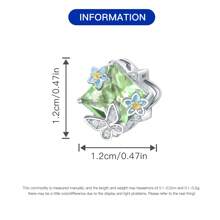 PANPOKI 1 Pc 925 Sterling Silver Fashion Flower Plants Pendant Original Bracelet Necklace DIY Jewelry Fit For Girls To Wear Birthday Gifts Women Gifts Thanksgiving Gifts - Olive Green - View 5