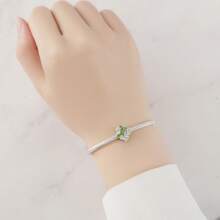 PANPOKI 1 Pc 925 Sterling Silver Fashion Flower Plants Pendant Original Bracelet Necklace DIY Jewelry Fit For Girls To Wear Birthday Gifts Women Gifts Thanksgiving Gifts - Olive Green - View 2