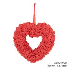 Valentine'S Day Heart Shaped Flower Wreath For Door, Wedding, Proposal, Party Decoration - Multicolor - View 10