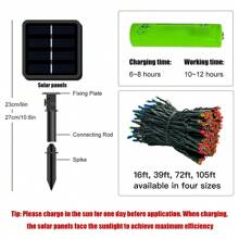 1pc 105ft Solar Powered LED Outdoor Decorative Lights, 8 Lighting Modes, Waterproof For Christmas, Holiday, Camping, Garden, Patio, Outdoor Wedding & Party Decor