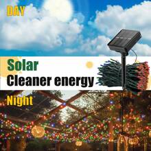 1pc 105ft Solar Powered LED Outdoor Decorative Lights, 8 Lighting Modes, Waterproof For Christmas, Holiday, Camping, Garden, Patio, Outdoor Wedding & Party Decor