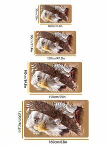 1入組聚酯纖維棕色老鷹圖案客廳地毯,家居裝飾 - 彩色 - 查看 2