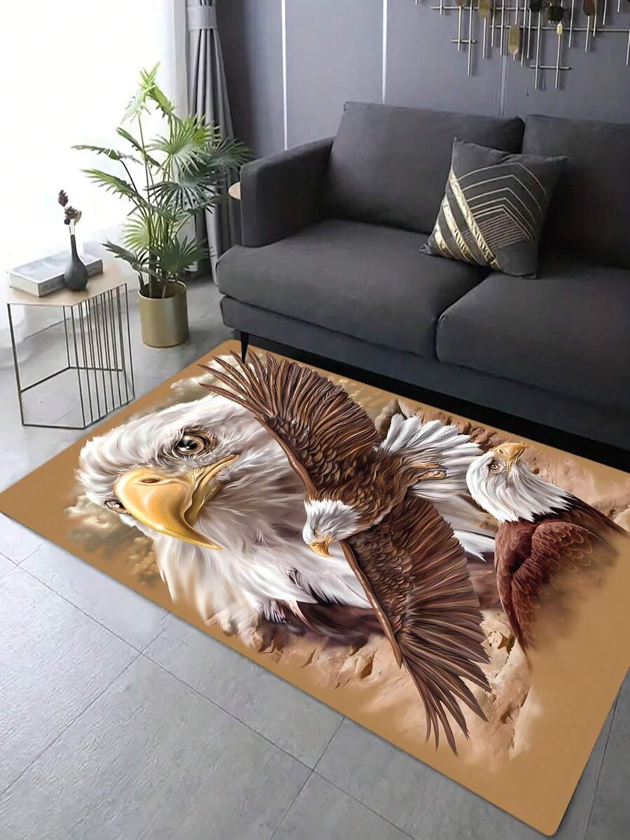 1入組聚酯纖維棕色老鷹圖案客廳地毯,家居裝飾 - 彩色 - 查看 1