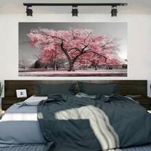 1入組櫻花油畫藝術品家居裝飾,美麗的風景海報牆藝術裝飾,粉色花卉畫藝術,適用於客廳、浴室、臥室牆面裝飾(不含畫框) - 彩色 - 查看 5