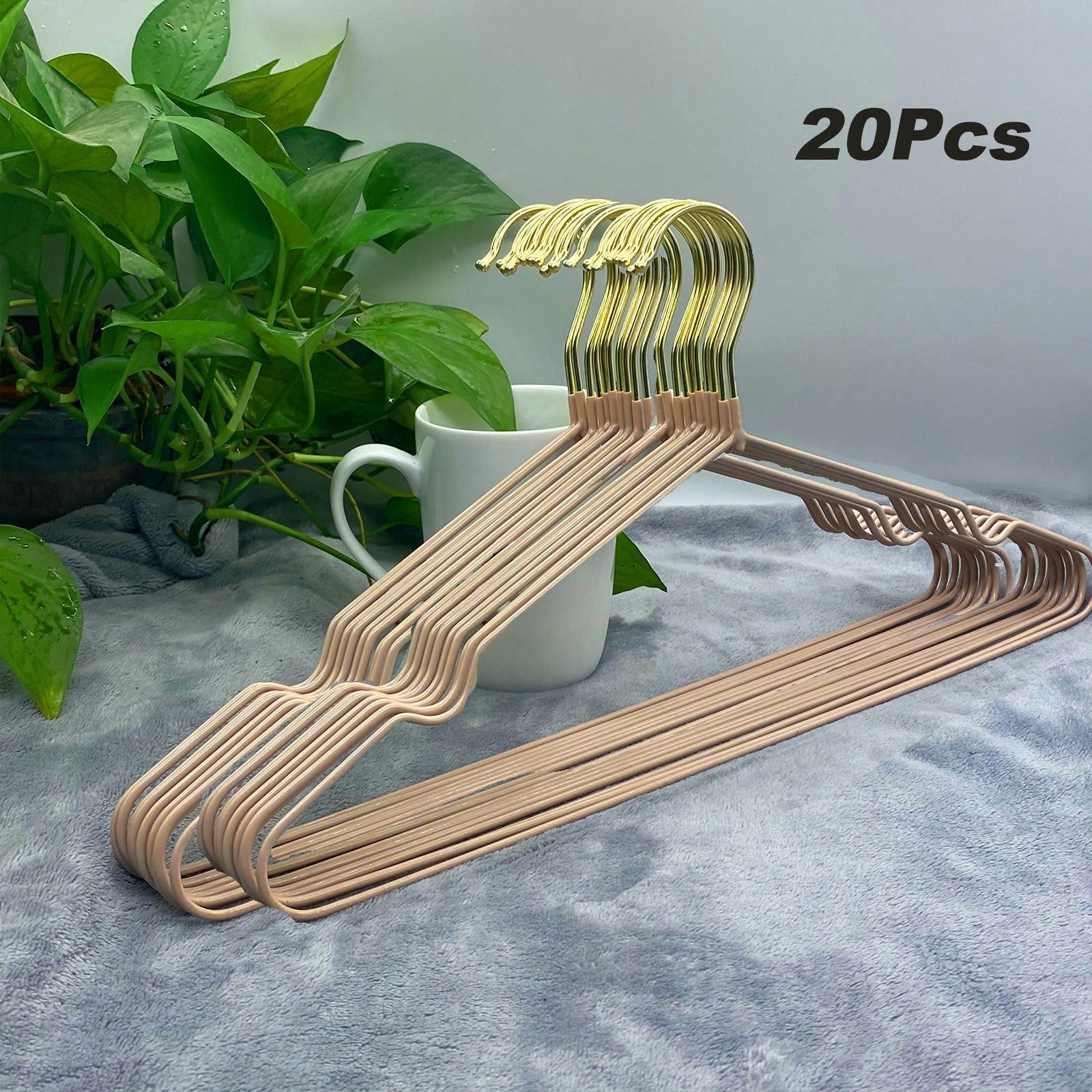 20pcs Metal Hangers With Plastic Coating, NonSlip Laundry Drying Rack
