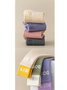 女性運動襪,防滑,雙條紋,中筒長度,適用於健身、瑜伽、跑步、普拉提 - 灰色 - 查看 5