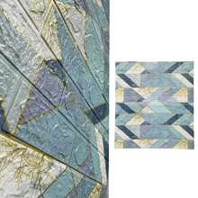 5入組/10入組藍色3d磚紋裝飾牆貼紙,適用於客廳、臥室、廚房 - 藍色 - 查看 3