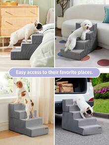 Lesure Dog Stairs For Small Dogs - Pet Stairs For Beds And Couch, Folding Pet Steps With CertiPUR-US Certified Foam For Cat And Doggy, Non-Slip Bottom Dog Steps - Xám - Xem 2