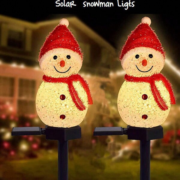 Outdoor Solar Snowman Ground Lights Led Christmas Lights Garden