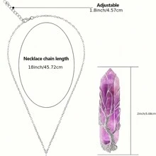 1 件治癒水晶生命之樹吊墜項鍊,金屬絲包裹,配有天然六角形石英石和銀色鏈條項鍊。男女通用情侶禮物有 8 種顏色可供選擇。 - 大六角柱項鍊繞樹 - 查看 2