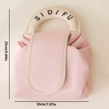 1入防水pu材質質感十足的馬車掌化妝包，大容量便攜式化妝包，拉繩式閉口，抽繩收口設計，附化妝品收納袋的可摺疊旅行袋 - 米色 - 查看 3