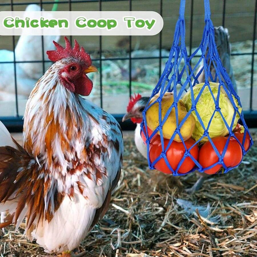 1pc New Hanging Parrot Feeder For Fruits & Vegetables, Hand-Made Woven Chicken Foraging Toys - Green - View 1