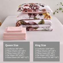 DJY 7 Pieces Purple Floral Comforter Sets Full Queen King Bed In A Bag,Elegant Flower Comforter With Sheet Set, Soft Microfiber Bedding Set For Wedding Items,Valentines Day Home Bed Room Decor,Mothers Day Gift,All Season - Đỏ - Xem 7
