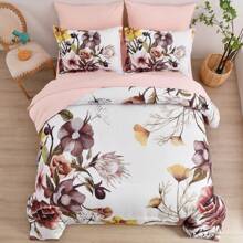 DJY 7 Pieces Purple Floral Comforter Sets Full Queen King Bed In A Bag,Elegant Flower Comforter With Sheet Set, Soft Microfiber Bedding Set For Wedding Items,Valentines Day Home Bed Room Decor,Mothers Day Gift,All Season - Đỏ - Xem 4