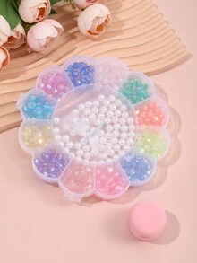 太陽花珠寶手工套件,多種顏色的丙烯酸塑料珠子,兒童手工珠子用於手鍊和項鍊製作 - 彩色 - 查看 1