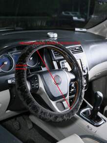 1 件防滑毛绒方向盘套（无内圈），冬季保暖通用方向盘套，米色或黑色汽车内饰配件 - 黑色 - 查看 6