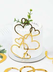 3入組愛心蛋糕裝飾,情人節亞克力心形蛋糕甜點裝飾,幸福婚禮周年蛋糕裝飾,極簡生日派對蛋糕頂上裝飾 - Gold - 查看 5