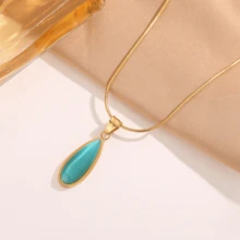 1個高檔藍色海洋心形項鍊,冷色調風格適合女性節日穿著 - 淺藍色 - 查看 2