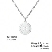 1pc Women's Stainless Steel Button Detail Necklace, Clothing Designer's Accessory Gift - Fashion Series - View 10