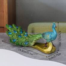 1個樹脂手工藝孔雀形家居裝飾擺設,適用於客廳、餐廳、臥室、書房、辦公室、浴室等場所 - 單孔雀 - 查看 2