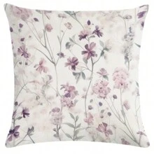 2入組亞麻方形枕套,帶有花卉和葉子裝飾,適用於家庭裝飾沙發床上用品（不包括枕頭內襯） - 紫色 - 查看 3