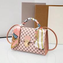Elegante Y Funcional Bolsa Bandolera Para Niñas: Elegante Bolsa De Hombro Con Asa De Pañuelo Parecido A La Seda - ¡perfecta Para Fashionistas!