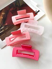 1 件-4 件女士哑光粉色基本简约风格纯色大号塑料发爪夹，时尚百搭发饰，适合日常佩戴、外出、洗脸、沐浴、化妆、搭配衣服和配饰等。休闲、学校发夹 - 彩色 - 查看 2