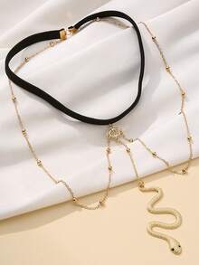 1條女式性感金色誇張彈性蛇形長腿鏈,時尚多層身體鏈珠寶禮物 - 金色 - 查看 3