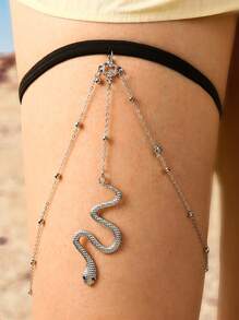 1條女式性感金色誇張彈性蛇形長腿鏈,時尚多層身體鏈珠寶禮物 - 金色 - 查看 5