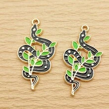 10入組貓蛇恐龍造型珐琅吊墜,鋅合金鍍金材質,適用於珠寶製作 - 彩色 - 查看 15