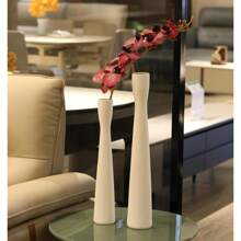 1入組20"高的白色落地陶瓷花瓶,修長的瘦身款式可盛放通草,現代極簡風格花瓶,適用於家居裝飾、辦公室裝飾以及中心裝飾件 - 白色 - 查看 9