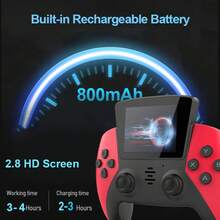 1 Piece Mini Portable Game Console 800 Mha For PS5, Retro Style Gamepad, 3500 Games For  GBA MEGA, Nostalgic Classic Game Console, Birthday Gifts Gifts - Red - View 2
