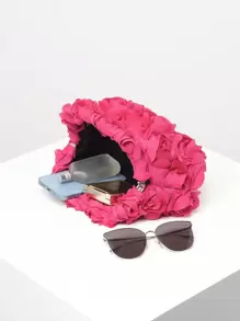 Elegant Rose Pattern Evening Bag, Wedding Party Clutch Bag, Gentle And Sweet Ladies Purse, Valentine'S Day Gift For Ladies (Random Pattern) Valentines - Hot Pink - View 7