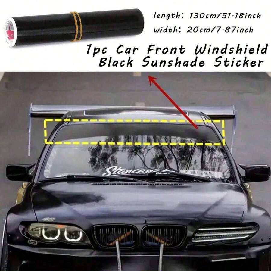 Universal Front And Rear Windshields Are Pasted With Black Sunscreen Car Stickers, Wind Bumper Stickers, Car Stickers, Front Bumper Stickers - Black - View 1