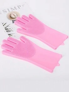 1pc Random Color Pet Dog & Cat Bathing & Massage Glove With Silicone Tips - Multicolor - View 3