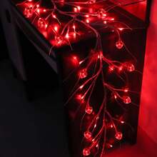 1pc Heart Shaped Tree Branch Vine Decorative Light - Red - View 1