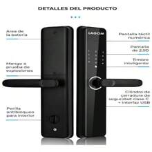 Cerradura Chapa Digital Lagom Ttlock-k7 Alarma Inteligente 5 Maneras Para Abrir La Puerta Huella Contraseña App Tarjeta Ic Llave Cilindro De Cerradura De Nivel C Anti-electromagnética - Negro - Ver 3