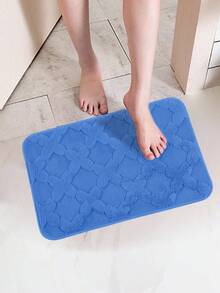 1入藍色十字綾織地毯,柔軟舒適、防滑吸水浴室地墊,適用於臥室、客廳、廚房或家庭入口,38x58cm (14.96x22.83英寸) - 十字花藍色 - 查看 2