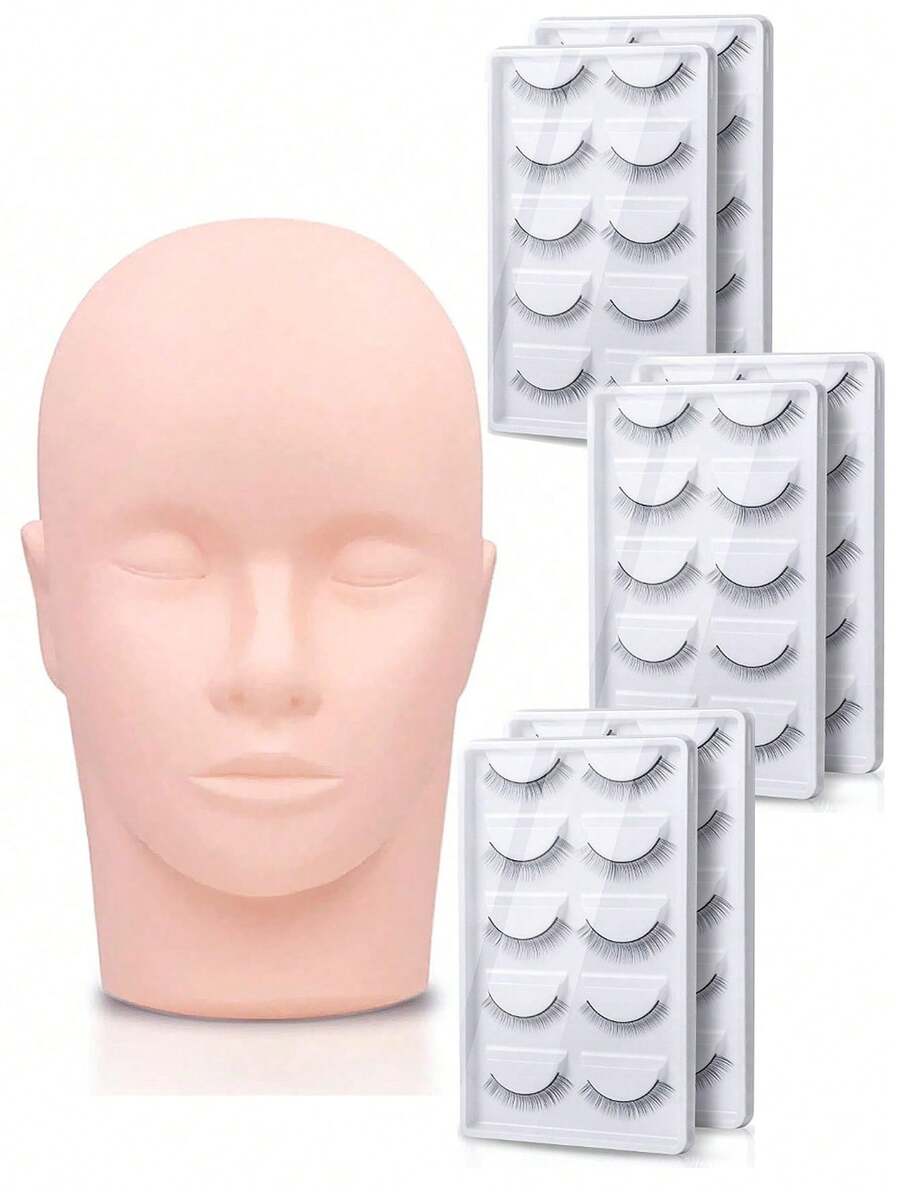 Lash Mannequin Head Kit Makeup SoftTouch Rubber Natural Skin Color And