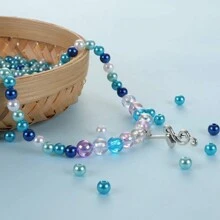 4/6/8/10/12/16/18/20mm米色人造珍珠abs材質散珠,適用於珠寶工藝製作、白米色diy服飾珠子、縫紉配件、耳環手鍊項鍊鑰匙扣、花瓶裝飾等 - 藍色 - 查看 2