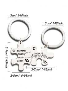情侶珠寶飾品銀鑰匙鍊戒指鑰匙扣情人節禮物給丈夫妻子男朋友女朋友 - 銀色 - 查看 2