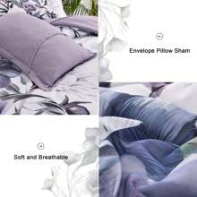 DJY 7 Pieces Purple Floral Comforter Sets Full Queen King Bed In A Bag,Elegant Flower Comforter With Sheet Set, Soft Microfiber Bedding Set For Wedding Items,Valentines Day Home Bed Room Decor,Easter Gifts,All Season - Màu tím - Xem 9