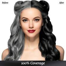 Champú tinte de cabello negro 3 en 1, unisex, cubre canas, con ingredientes herbales, 500ml (Negro) - Negro - Ver 3
