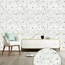 5m/196.8吋3d白色磚紋自黏壁紙,耐水濕度防潮壁紙,適用於家庭和電視背景,泡沫牆面裝飾 - 黑與白 - 查看 2