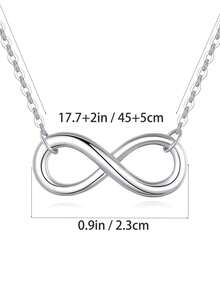 1pc European And American Style Cross-Border 8-Shaped Necklace - Minimalist Letter Design, All-Match Clavicle Chain Pendant For Women'S Daily Wear - Silver - View 4