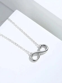 1pc European And American Style Cross-Border 8-Shaped Necklace - Minimalist Letter Design, All-Match Clavicle Chain Pendant For Women'S Daily Wear - Silver - View 2