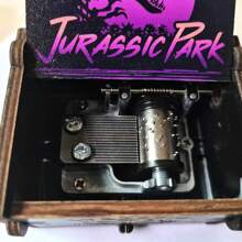Wooden Carving Hand Crank Music Box, Jurassic Dinosaur Wooden Carving, Black And Purple Painted 8 Note Music Box, Children's Day Gift, Anime Peripherals, Commemorative Gift For Fans, Gift For Daughter, Son, Friend, Classmate, Birthday Gift, Exquisite Gift, Home Decor, Room Decor, Party Decor, Ornament Small Gift, Music Box